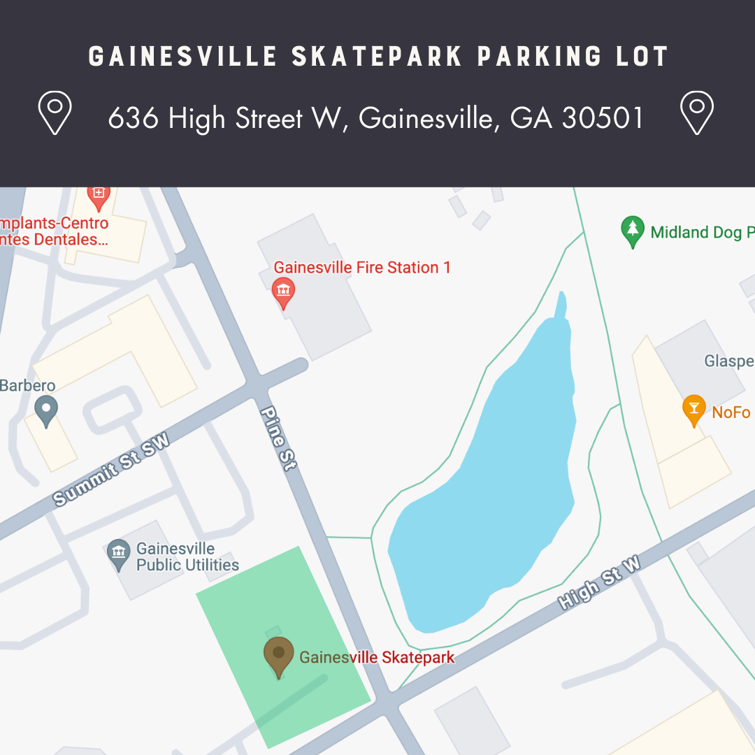 Gainesville Skatepark parking lot map